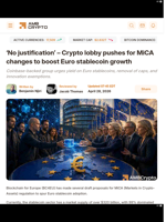 'No justification' - Crypto lobby pushes for MiCA changes to boost Euro stablecoin growth - AMBCrypto