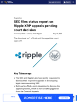 SEC files status report on Ripple XRP appeals pending court decision