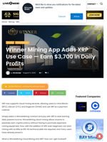Winner Mining App Adds XRP Use Case — Earn $3,700 in Daily Profits | Live Bitcoin News