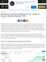 Ethereum Investors Waiting for 2x—Ozak AI Buyers Already Eyeing 100x | Live Bitcoin News