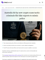 Australia hit by new crypto scam tactic: criminals file fake reports to mimic police - CoinJournal