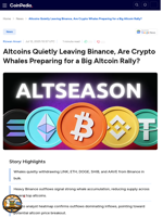 Altcoins Quietly Leaving Binance, Are Crypto Whales Preparing for a Big Altcoin Rally?