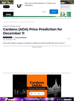 Cardano (ADA) Price Prediction for December 11 - U.Today