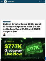 Top Bullish Crypto Coins 2025: Web3 aiI, Hedera (HBAR), and ONDO Price Forecast