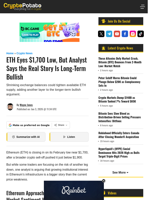 ETH Eyes $1,700 Low, But Analyst Says the Real Story Is Long-Term Bullish