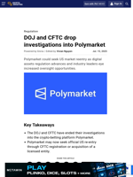 DOJ and CFTC drop investigations into Polymarket