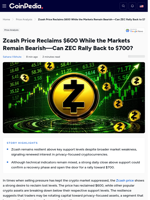 Zcash Price Reclaims $600 While the Markets Remain Bearish—Can ZEC Rally Back to $700?