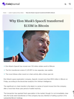Why Elon Musk’s SpaceX transferred $133M in Bitcoin - CoinJournal
