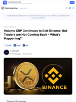 Volume XRP Continues to Exit Binance, But Traders are Not Coming Back – What’s Happening?: Guest Post by 36crypto | CoinMarketCap