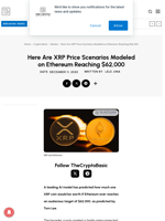 Here Are XRP Price Scenarios Modeled on Ethereum Reaching $62,000