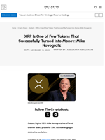 XRP Is One of Few Tokens That Successfully Turned Into Money: Mike Novogratz