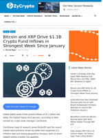 Bitcoin and XRP Drive $1.1B Crypto Fund Inflows in Strongest Week Since January ⋆ ZyCrypto