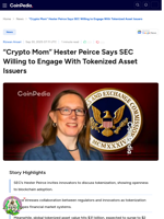 “Crypto Mom” Hester Peirce Says SEC Willing to Engage With Tokenized Asset Issuers