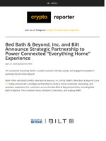 Bed Bath & Beyond, Inc. and Bilt Announce Strategic Partnership to Power Connected “Everything Home” Experience