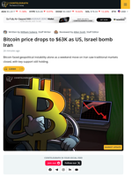 US, Israel Move on Iran Forces Bitcoin Toward $63,000