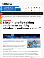 Bitcoin profit-taking underway as ‘big whales’ continue sell-off - The Crypto News Wire