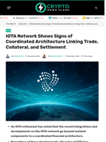 IOTA Network Shows Signs of Coordinated Architecture Linking Trade, Collateral, and Settlement