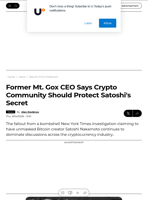 Former Mt. Gox CEO Says Crypto Community Should Protect Satoshi's Secret - U.Today