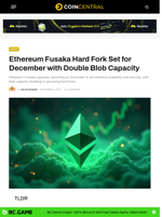 Ethereum Fusaka Hard Fork Set for December with Double Blob