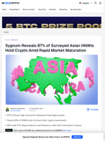 87% of Asia’s Wealthy Now Hold Crypto, Says Sygnum Report