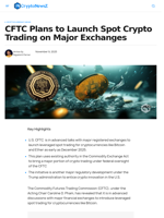 CFTC Plans to Launch Spot Crypto Trading on Major Exchanges