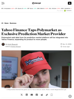 Yahoo Finance Taps Polymarket as Exclusive Prediction Market Provider - Decrypt