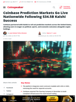 Coinbase Prediction Markets Go Live Nationwide Following $34.5B Kalshi Success - Coinspeaker