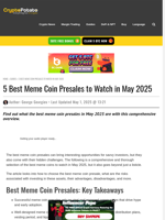 5 Best Meme Coin Presales to Watch in May 2025