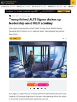 Trump-Linked Alt5 Sigma Treasury Company Dumps CEO, COO