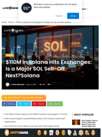 $110M Solana Inflows Spark SOL Sell-Off Fears