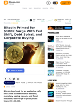 Bitcoin Primed for $180K Surge With Fed Shift, Debt Spiral, and Corporate Buying – Markets and Prices Bitcoin News