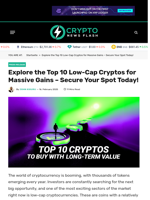 Explore the Top 10 Low-Cap Cryptos for Massive Gains – Secure Your Spot Today! - Crypto News Flash