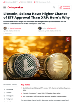 Litecoin, Solana More Likely to Get ETF Than XRP