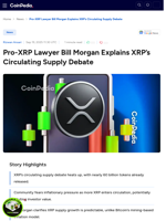 Pro-XRP Lawyer Bill Morgan Explains XRP’s Circulating Supply Debate