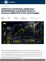 SHIB Price Prediction: SHIB Near $0.00000482 as Remittix Plans to Remove 300M RTX From Total Supply - TechBullion