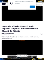 Legendary Trader Peter Brandt Explains Why 10% of Every Portfolio Should Be Bitcoin - U.Today