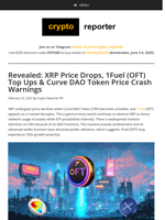 Revealed: XRP Price Drops, 1Fuel (OFT) Top Ups & Curve DAO Token Price Crash Warnings