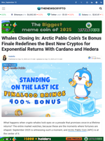 Whales Closing In: Arctic Pablo Coin’s 5x Bonus Finale Redefines the Best New Cryptos for Exponential Returns With Cardano and Hedera