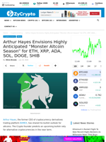 Arthur Hayes Envisions Highly Anticipated “Monster Altcoin Season” for ETH, XRP, ADA, SOL, DOGE, SHIB ⋆ ZyCrypto