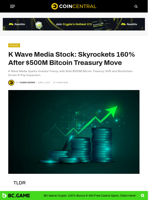 K Wave Media Stock: Skyrockets 160% After $500M Bitcoin Treasury Move