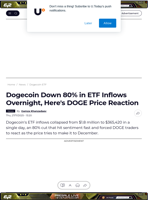 Dogecoin Down 80% in ETF Inflows Overnight, Here's DOGE Price Reaction - U.Today