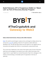 Bybit Releases API of Suspicious Wallet on “Black List” as Part of Recovery Bounty Program - Visionary Financial