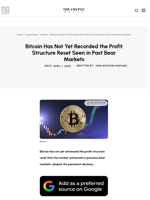 Bitcoin Has Not Yet Recorded the Profit Structure Reset Seen in Past Bear Markets