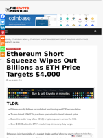 Ethereum Short Squeeze Wipes Out Billions as ETH Price Targets $4,000 - The Crypto News Wire