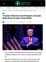 Trump's Stimulus Could Spark a Crypto Rally Even Crazier Than 2020 - Crypto News Flash