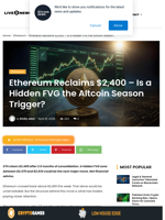 Ethereum Reclaims $2,400 - Is a Hidden FVG the Altcoin Season Trigger? | Live Bitcoin News