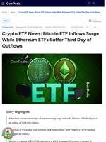 Crypto ETF News: Bitcoin ETF Inflows Surge While Ethereum ETFs Suffer Third Day of Outflows