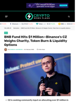BNB Fund Hits $1 Million—Binance’s CZ Weighs Charity, Token Burn & Liquidity Options - Crypto News Flash