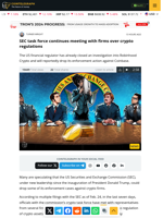 SEC task force continues meeting with firms over crypto regulations