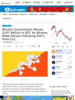 Bhutan Government Moves $107 Million In BTC As Whales Make Moves Following Fed’s Rate Cut ⋆ ZyCrypto